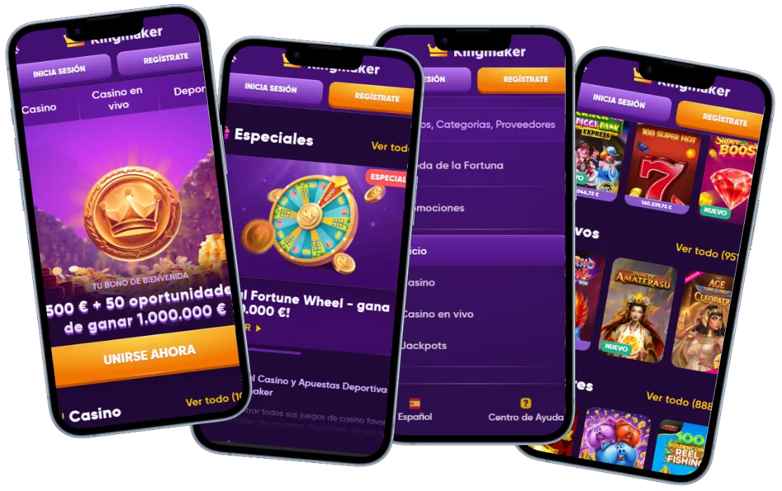 Kingmaker Casino aplicación móvil con casino, promociones y tragamonedas