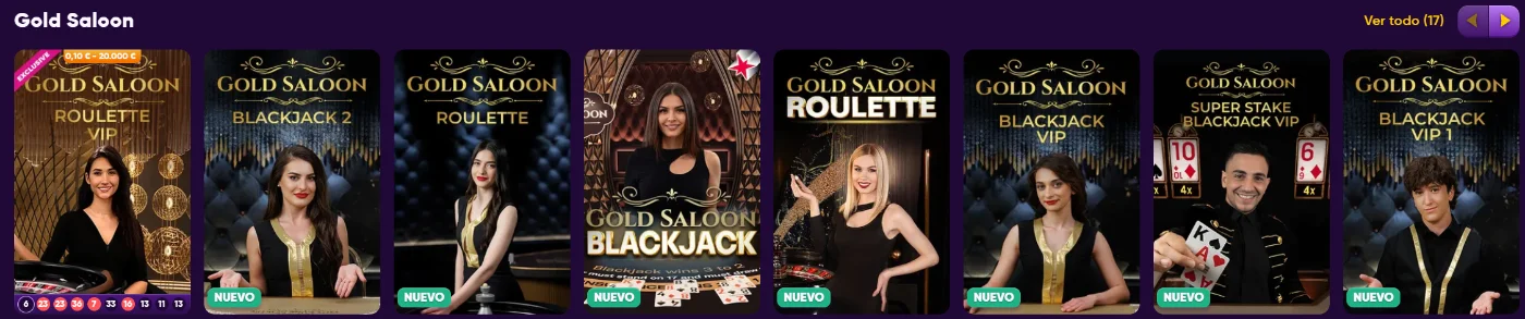 Kingmaker Casino juegos Gold Saloon de casino en vivo con ruleta y blackjack